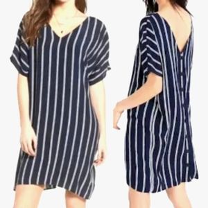 Madewell striped Plaza dress in  blue and white button back women's size XS